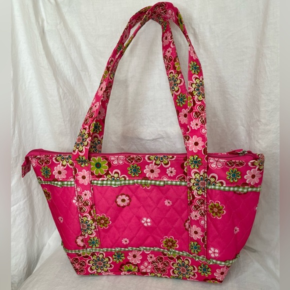 Insulated Tote in Bright Spring Colors. Charming Pink & Green Floral Design NWOT - Picture 2 of 11